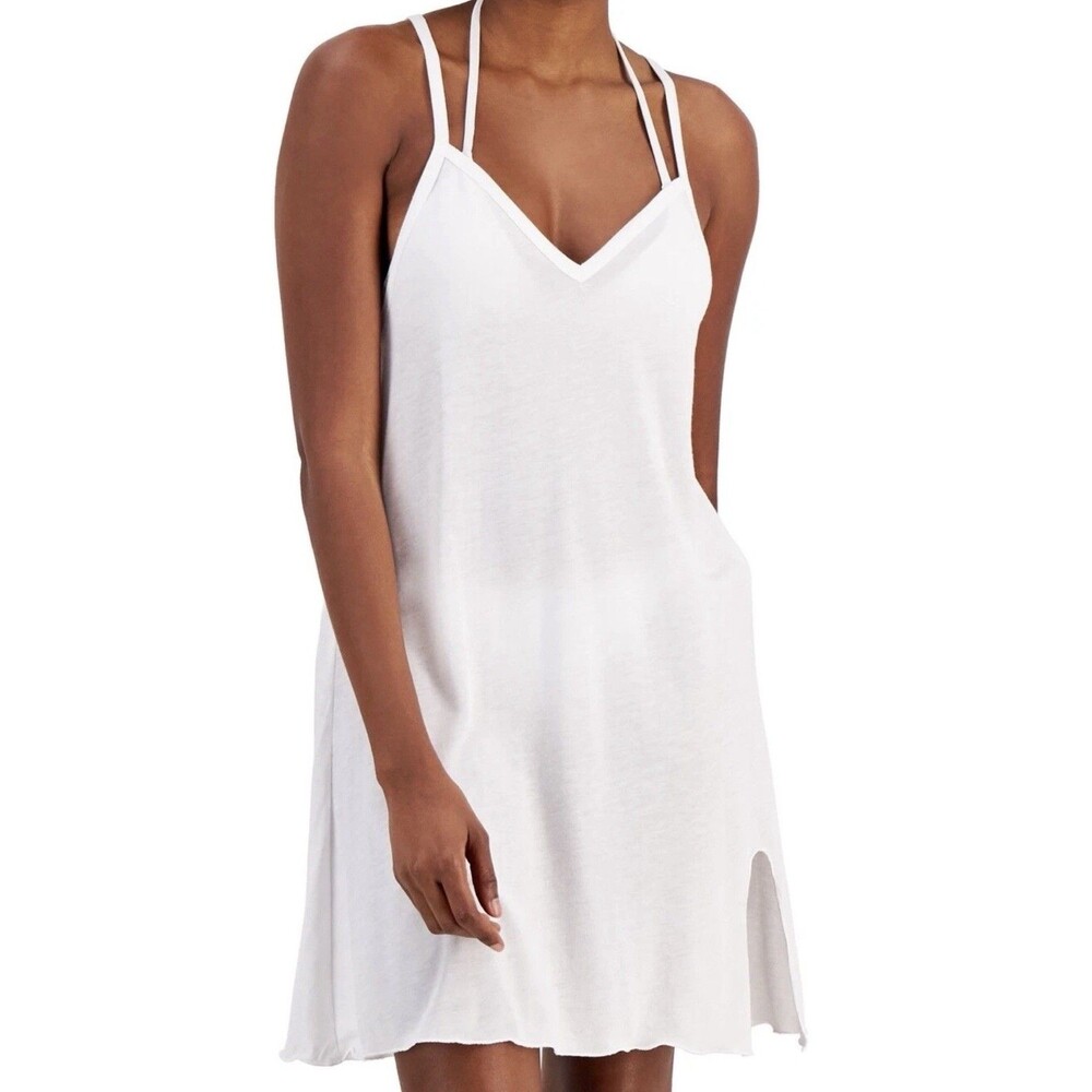 Miken Juniors' Knotted Tank Cover-Up Dress Swimwear White Size S